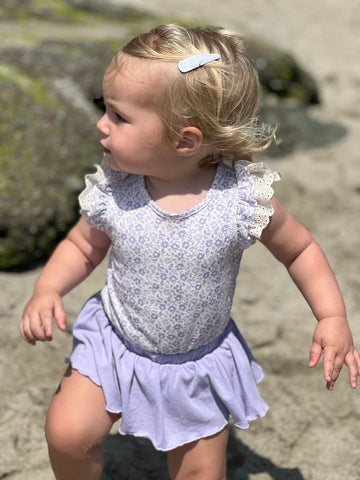 Lavender Ditsy Floral Onesie and Skirted Bloomer
