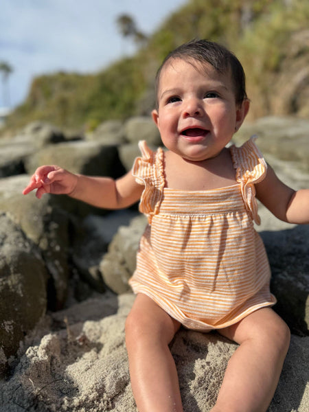 Maggie Onesie Dress - Orange Stripe