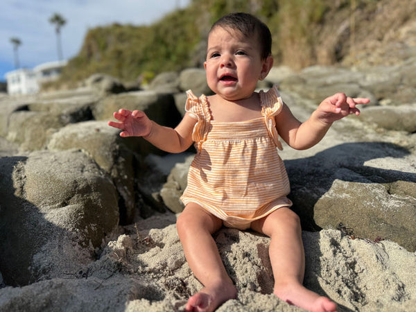 Maggie Onesie Dress - Orange Stripe