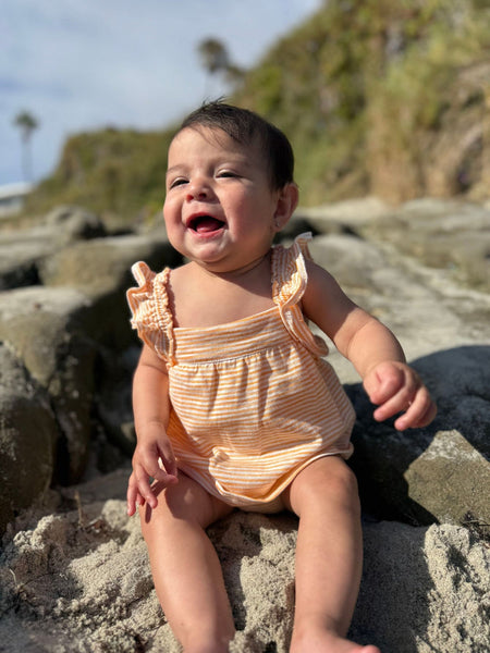 Maggie Onesie Dress - Orange Stripe