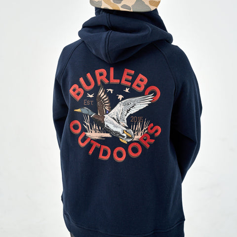 Old School Duck Hunt -Fleece Hoodie Navy