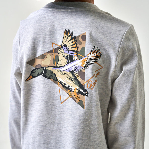 Heather Ash Grey Pintail Triangle Duck Long Sleeve Tee