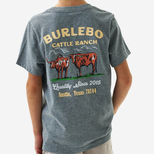Short Sleeve Tee - BURLEBO Cattle Ranch - Dark Heather Grey