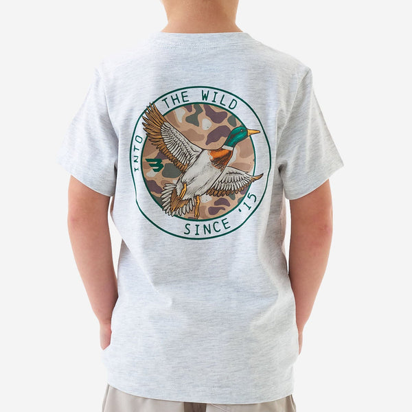 Short Sleeve Tee - Camo Mallard Duck - Ash Grey