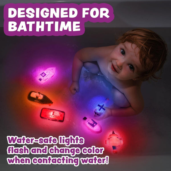 Ocean Rescue Vehicles Light Up Bath Toys - 6 Pack