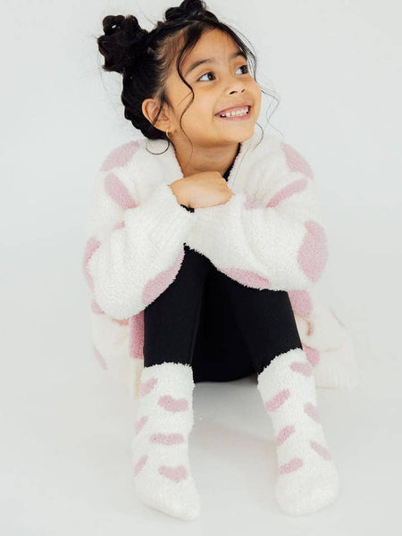 Coconut/Light Pink Heart Cozy Socks