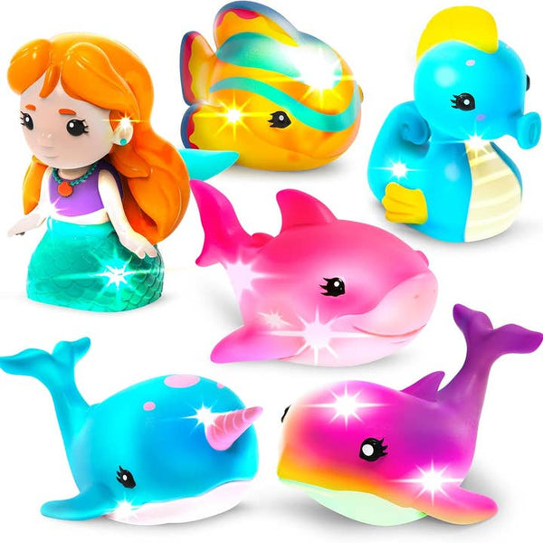 Mermaid Lagoon Light Up Bath Toys - 6 Pack