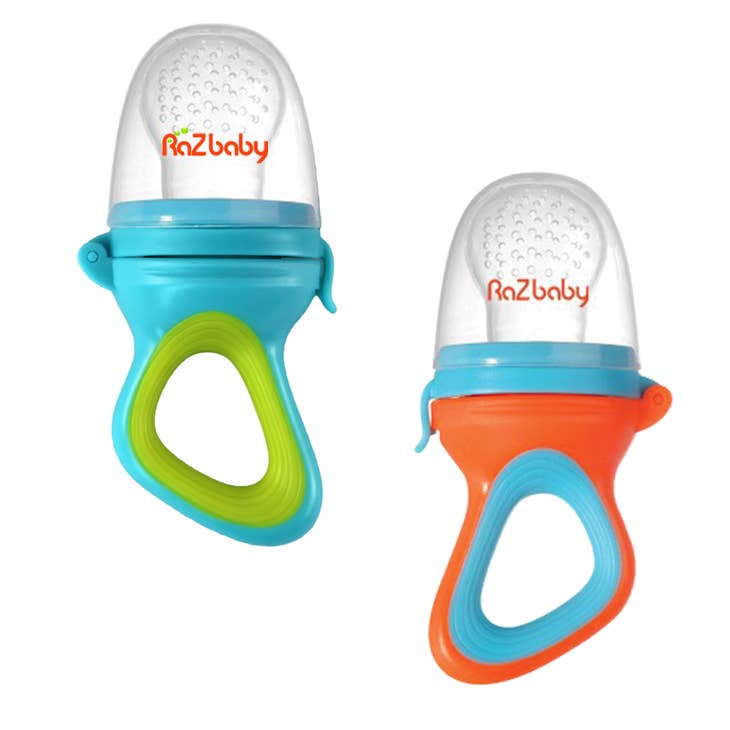 Raz Fruit Feeder & Teether 2PK - Green/Blue & Orange/Blue