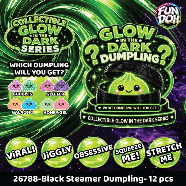 Fun Doh Glow in Dark Mystery Dumpling Squishy - Black Basket
