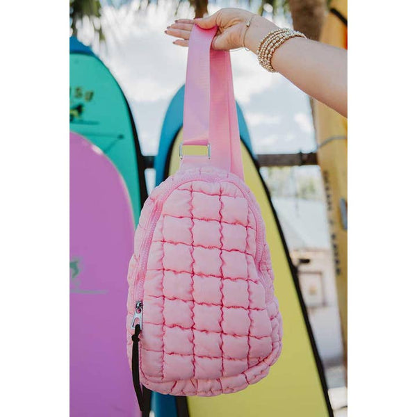 KD Hot Pink Quilted Cute Sling Bag