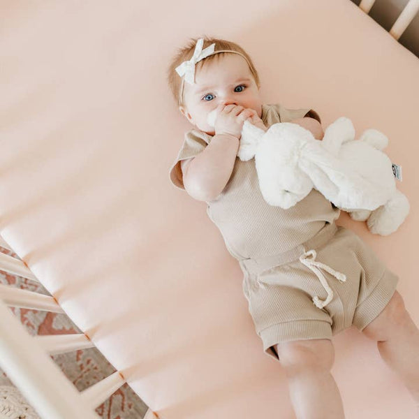 Premium Knit Fitted Crib Sheet - Blush