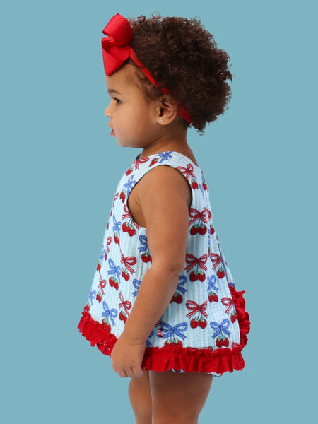 Berries & Bows Cotton Gauze Swing Top & Bloomer Set