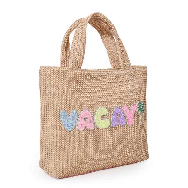 "Vacay" Straw Mini Tote Bag