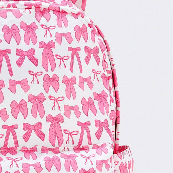 SK Bow Print Girls Canvas Backpack