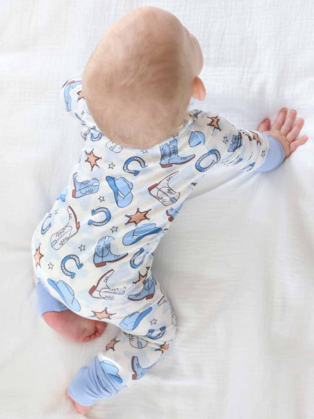 Rodeo Dreams Convertible Bamboo Zip Romper | Blue