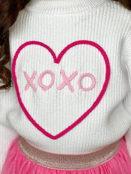 Xoxo Embroidered Sweater and Heart Patch Tutu Skirt Se