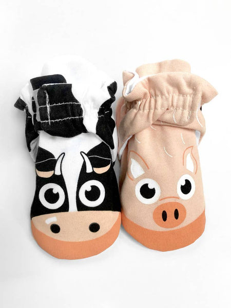 Calf & Piglet Mismatched Non-Slip Baby Booties