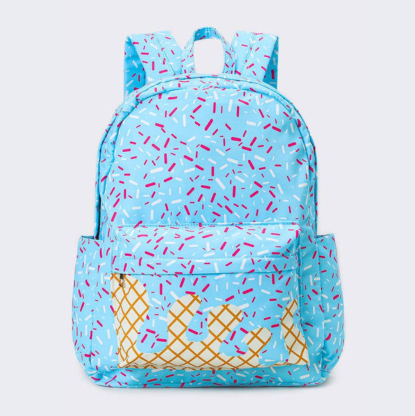 SK Ice Cream Drip Kids Canvas Backpack - Blue