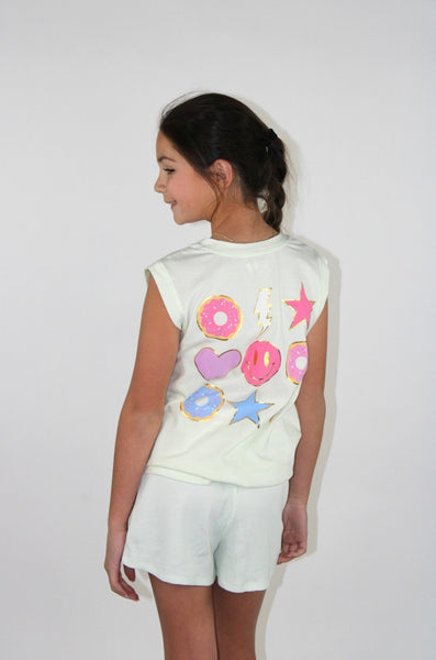 Front Knot & Back Donut Stars Graphic Tank