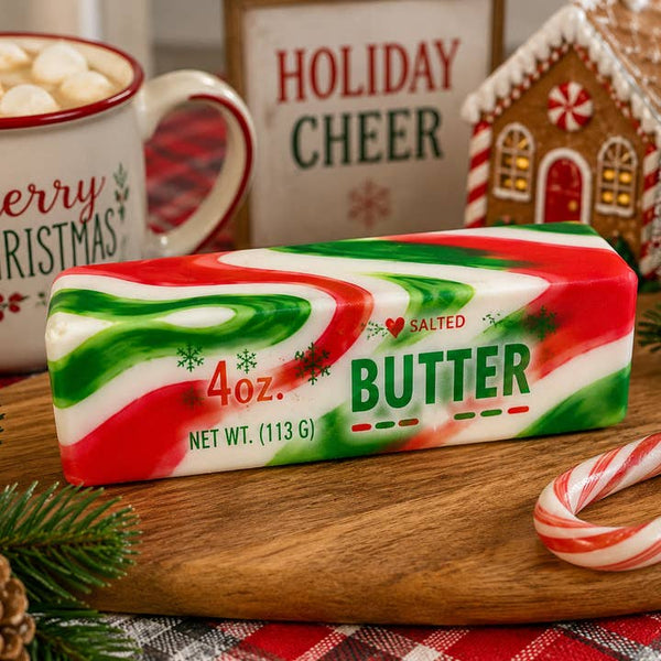 Holiday Swirl Butter Squishy – Christmas Candy Cane Slow Rise Sensory Toy