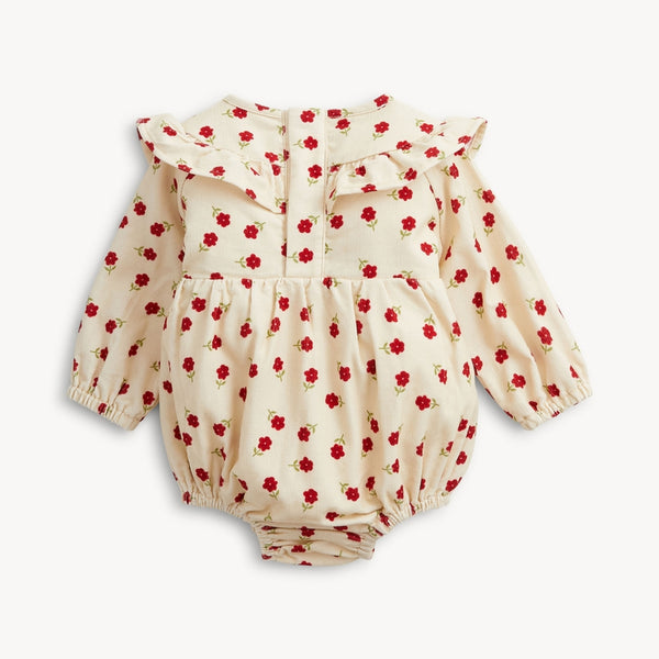 Floral Corduroy Baby Girls Ruffle Romper