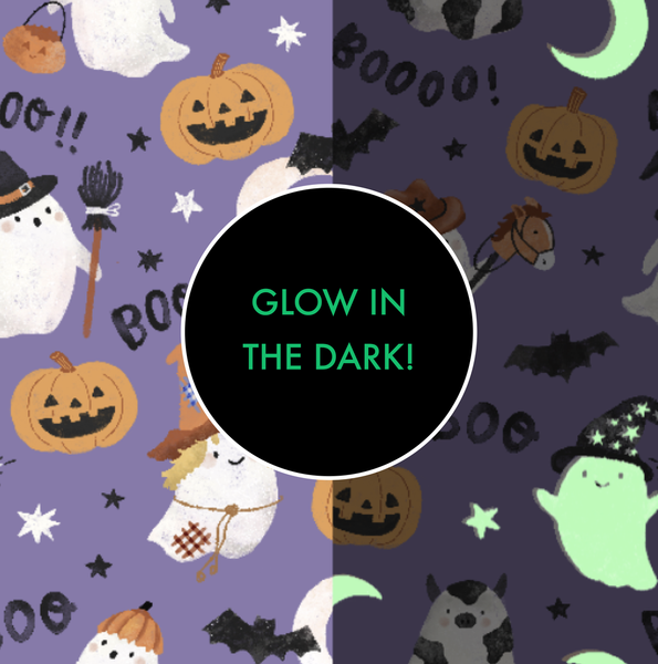 Costumed Purple Ghosts Glow-in-the-Dark 2-way Zipper Romper