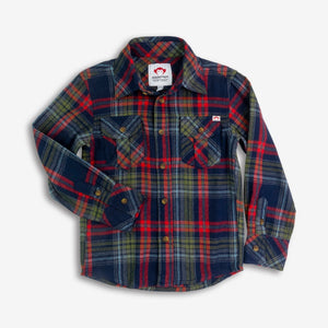 Navy/Cranberry Plaid Flannel Shirt