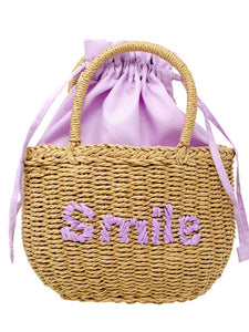 Girls Wicker Basket Message Handbag