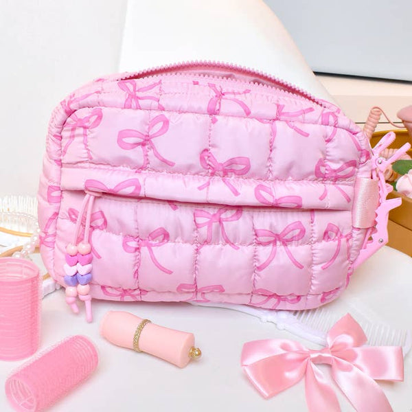 OMG Quilted Scrunchies Bow Printed Pouch