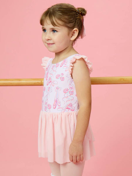 Rosy Ballet Bows Flutter Sleeve Dance & Gymnastics Leotard