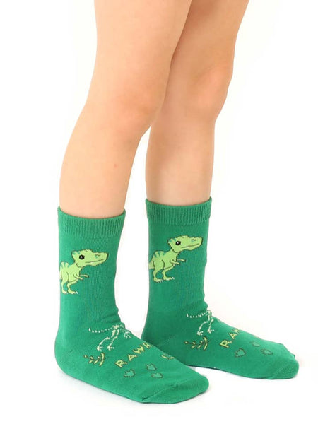 Green Dinosaur "Rawr" Crew Socks