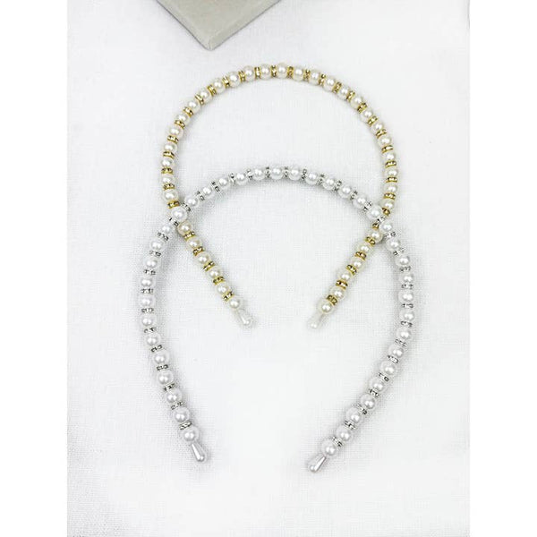 White and Ivory Shiny Pearl Headband