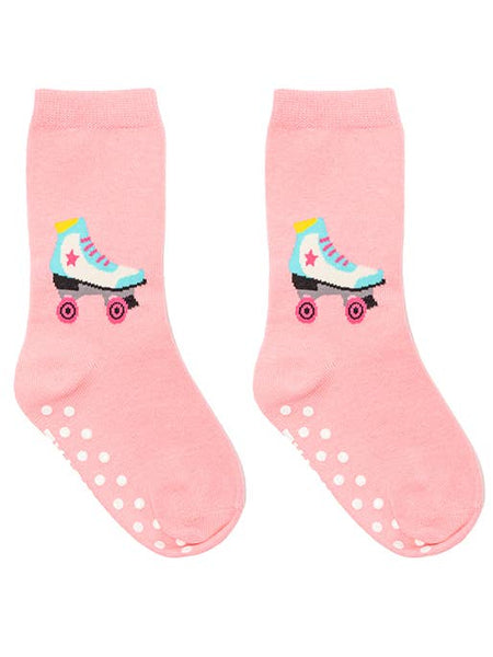 Pink Roller Skate Crew Socks