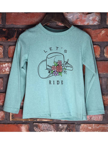 Long Sleeve "Let's Ride" Tshirt-Teal