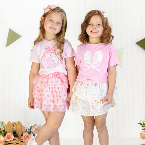 Bunny Locket Pearl Patch Easter Short Sleeve T-Shirt - Ballet