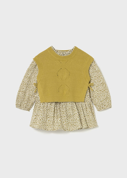 Olive Dress and Knit Sweater Set