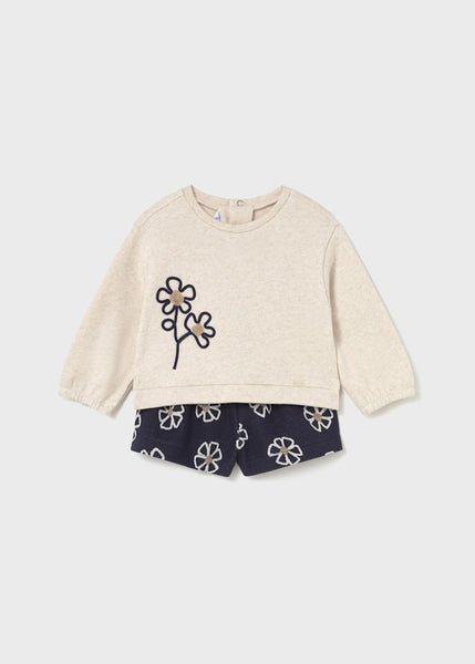 Navy Floral Short and Sweatshirt Set