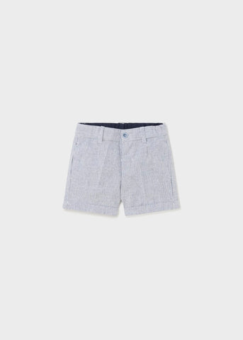 Linen Shorts-Navy Stripes