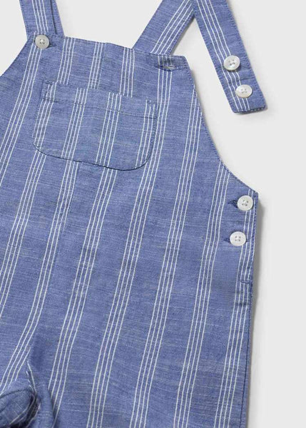 Capri Blue Linen Striped Overalls
