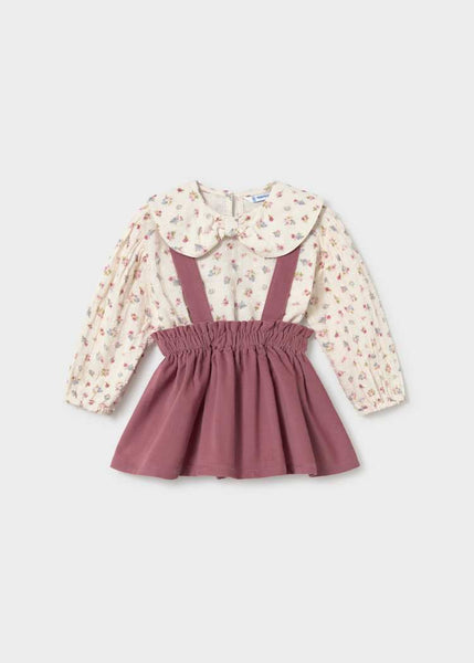Pink Violet Floral Skirt Jumper and Shirt