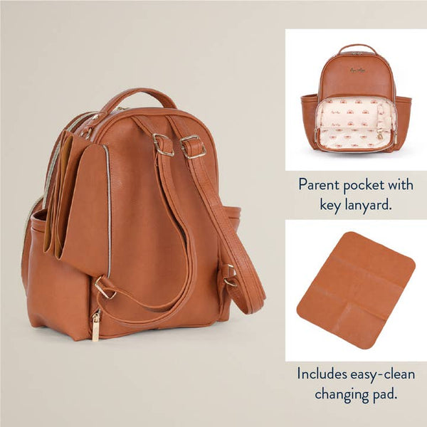 Cognac Itzy Mini Plus Backpack Diaper Bag