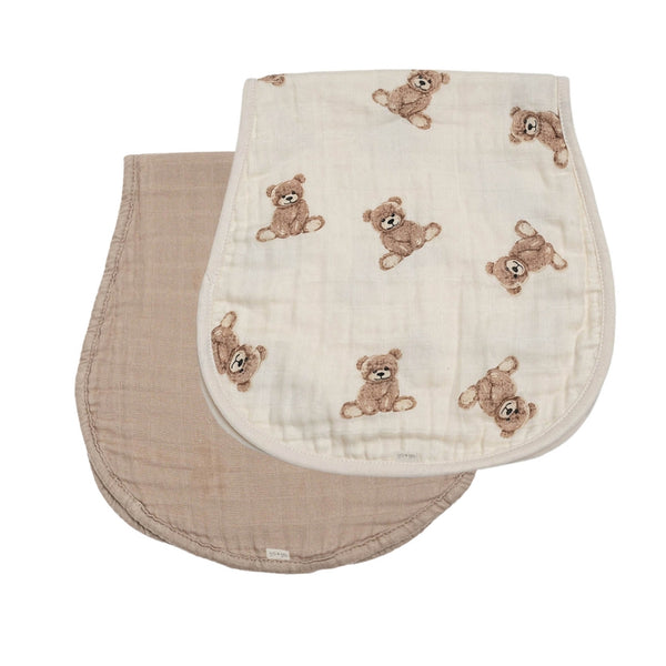Bamboo Muslin Burp Cloth Set 2-Pack - Teddy/Taupe