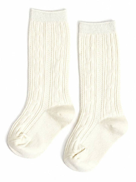 Ivory Cable Knit Knee High Socks