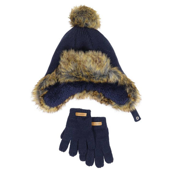 Toddler Hat & Glove Set - Faux Fur-Trimmed Trapper Hat