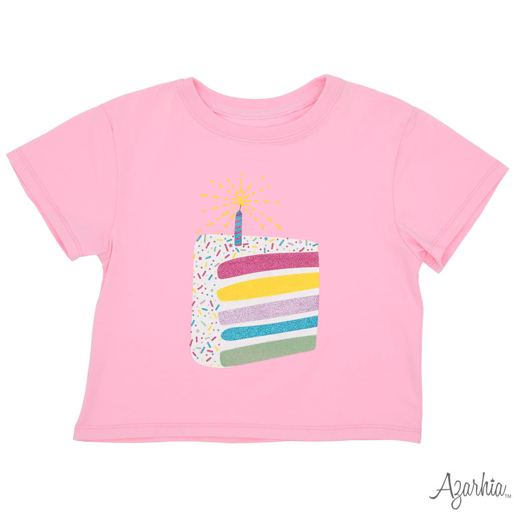 Glitter BIRTHDAY Cake Pink Tee