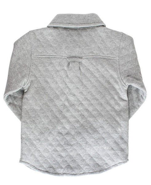 Quilted Long Sleeve Button Down Shirt-Heather Grey