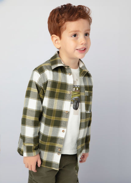 Plaid Overshirt-Moss