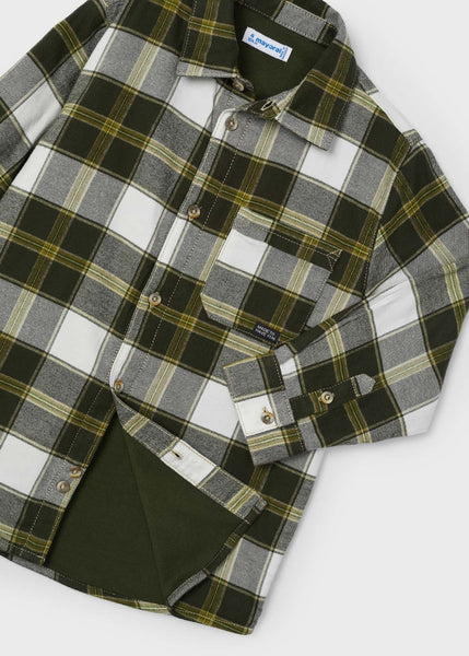 Plaid Overshirt-Moss