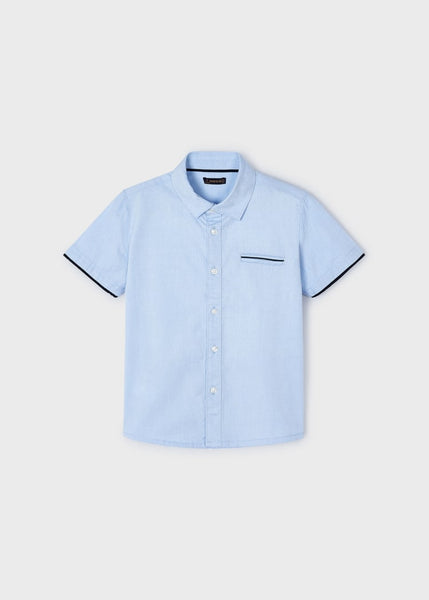 Short Sleeve Button-Up Shirt-Sky Blue