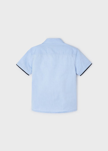 Short Sleeve Button-Up Shirt-Sky Blue